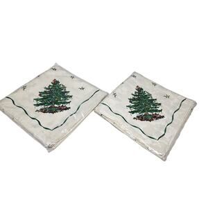 Deadstock Vintage 8 Y2K Spode Christmas Tree Napkins Cotton Blend Traditional